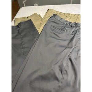 Lot of 2 Nike Golf Tour Performance Chino Flat Front Style Pants 34x34 Gray Tan